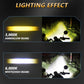 Motorcycle LED spotlight showing warm and cool beam lighting on ground