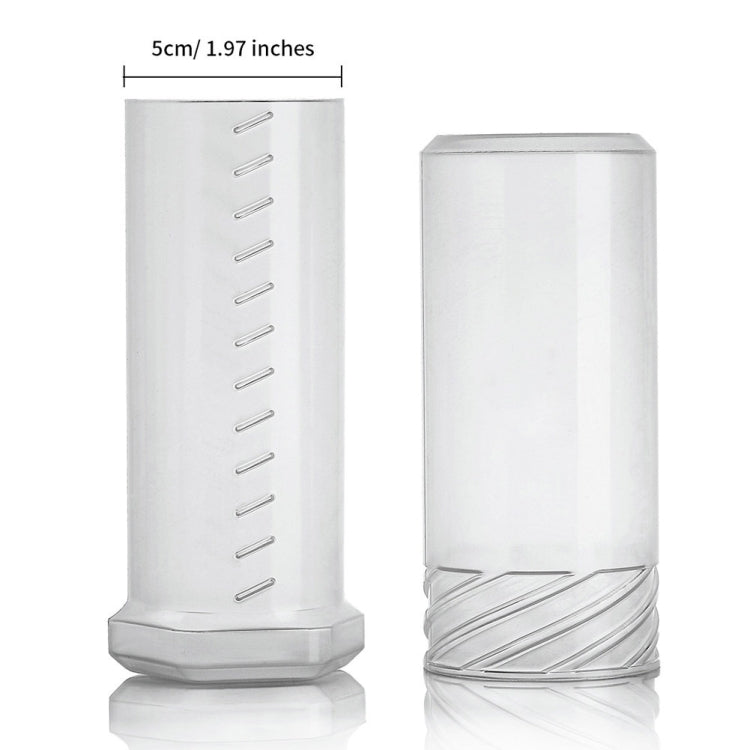 Transparent storage tube with open top and vertical inner ridges