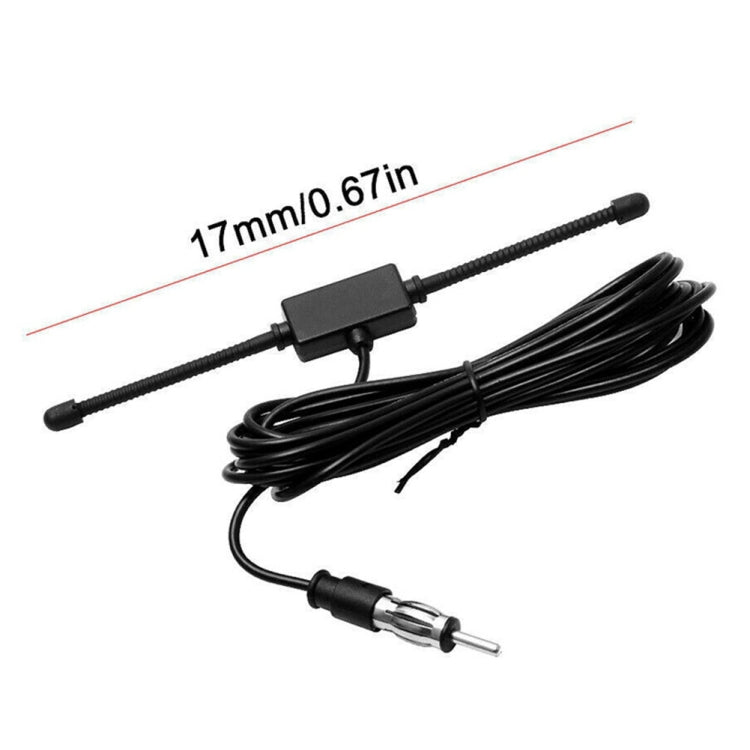 AM/FM antenna with 17mm/0.67 in rod, inline box, and RCA-style connector