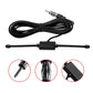 Black AM/FM antenna cable with inline amplifier box and dual metal coax connectors