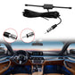 AM/FM antenna kit with black coax cable, inline amplifier box, and RCA plugs