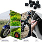 Small black ribbed plastic tire valve caps