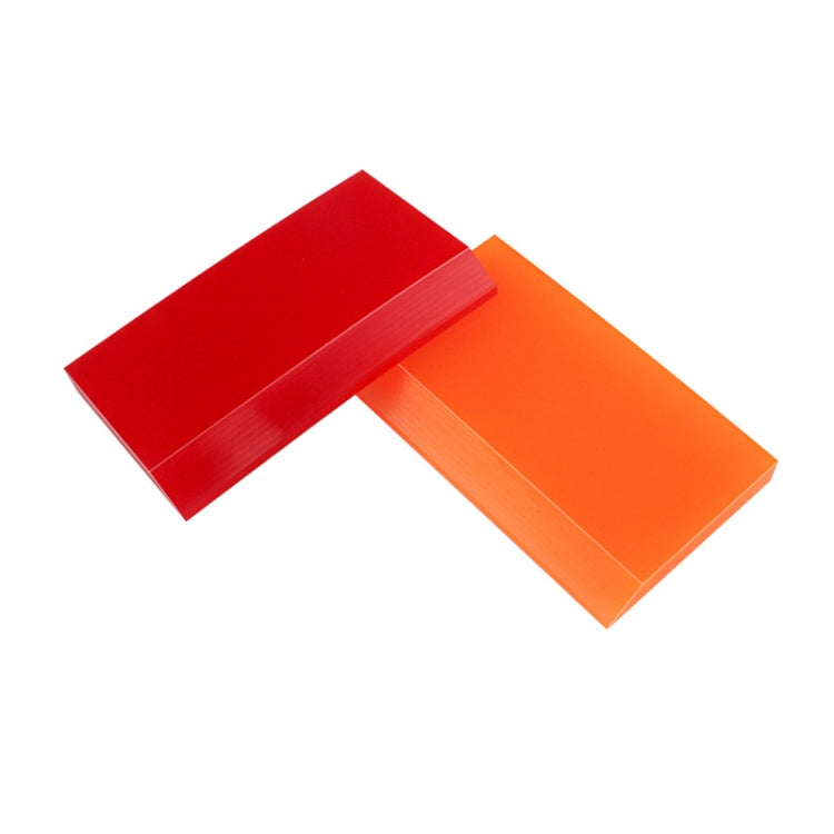 Red and orange soft rubber car glass scraper blades, two long pieces