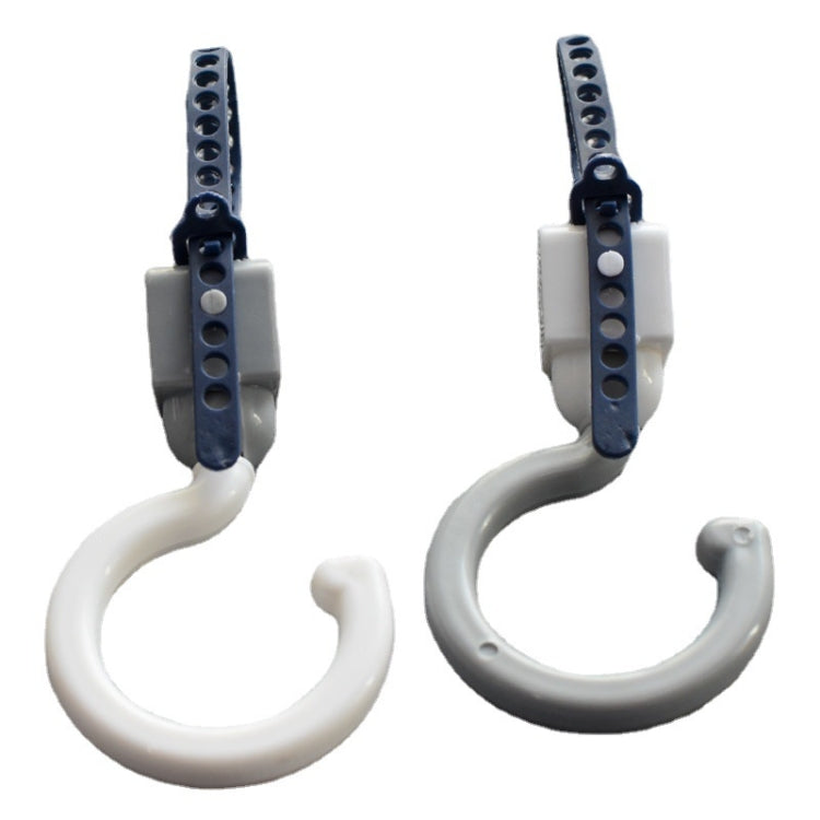 White and dark blue seatbelt strap lock hooks with adjustable double hooks