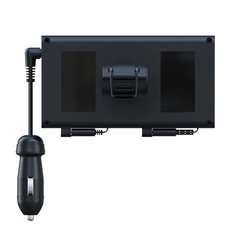 Dual-wire retractable car charger module with mounting bracket and plug
