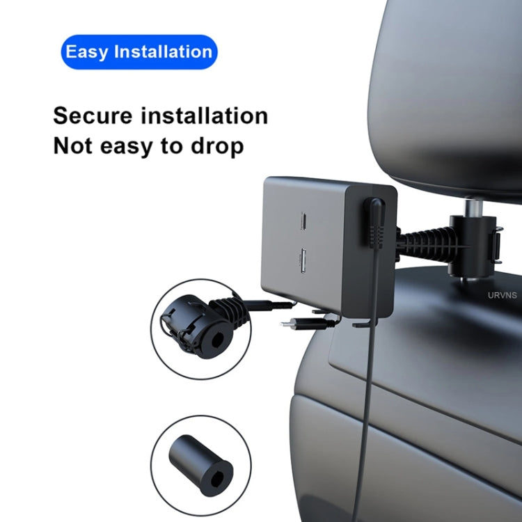 Car charger power unit with side ports and attached charging cable