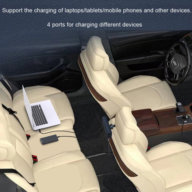 Rear-seat car setup with charger cable ports near seatback
