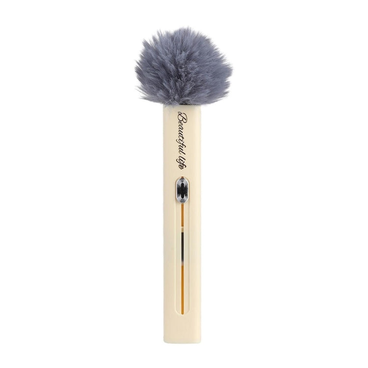 Beige air vent cleaning brush with soft gray fluffy head and slim handle