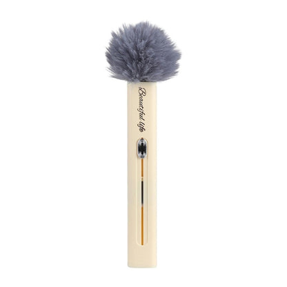 Beige air vent cleaning brush with soft gray fluffy head and slim handle