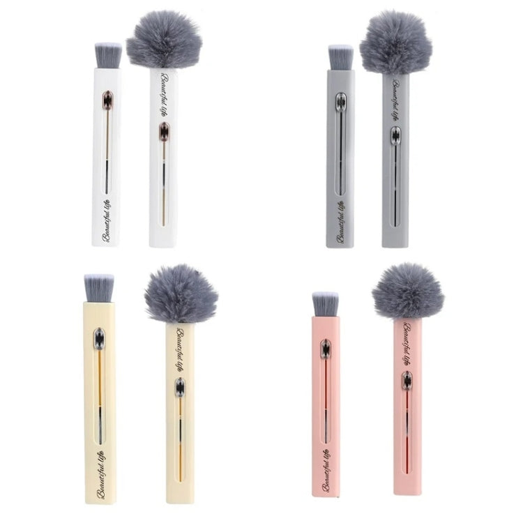 Set of air vent cleaning brushes with soft gray heads in beige, white, gray, and pink