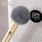 Cream handheld dust brush with large soft gray round bristle head