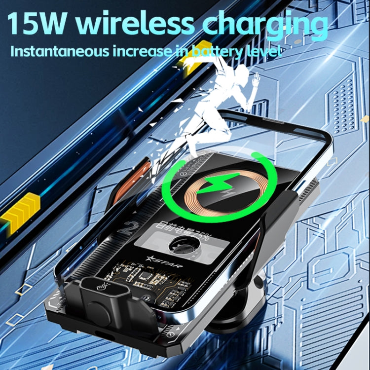 Black Qi wireless car charger with induction coil and phone holder cradle
