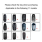 Key fob cover options A through K shown in labeled views