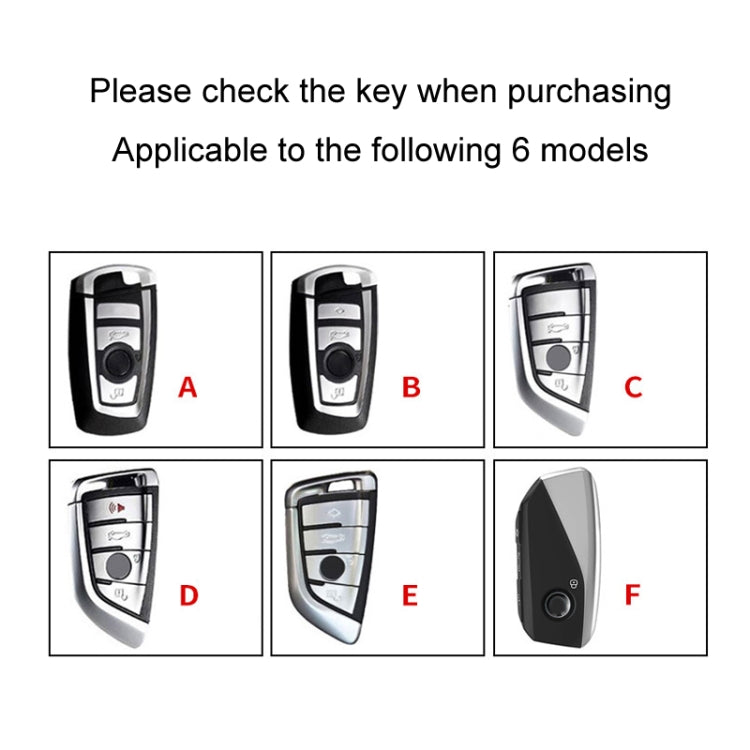 Six compatible remote key styles shown for matching key cover options A–F