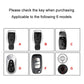 Mercedes key cover options A–G shown with black fob shells and chrome metal buckles
