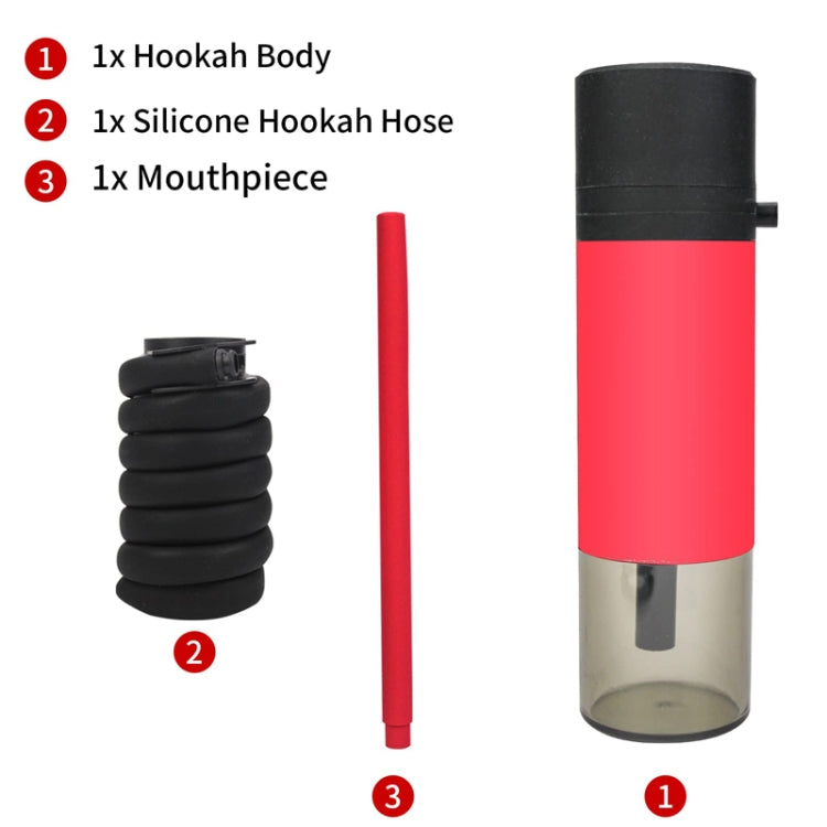 Portable hookah kit components: hookah body, silicone hose, and mouthpiece
