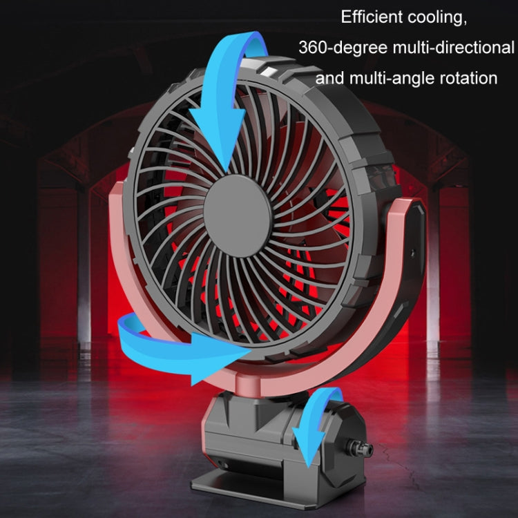 Car foldable fan with 360-degree rotating grille and adjustable tilt stand