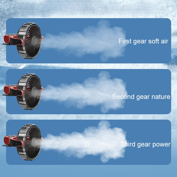 Car USB foldable fan with three speed modes shown, single head