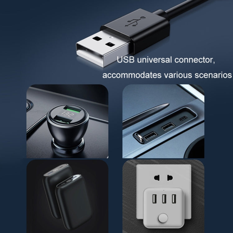 USB connector and fan control module with plugs for foldable USB car fan