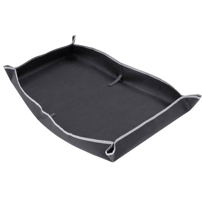 Black waterproof trunk protective pad with raised edges and corner loops