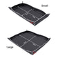 Small and large black trunk pads showing dimensions and corner loops