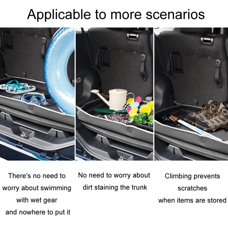 Black trunk liner pad for wet or dirty items, with raised edge border