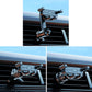 Car air vent phone holder set from multiple angles, extension pole and vent clamp detail