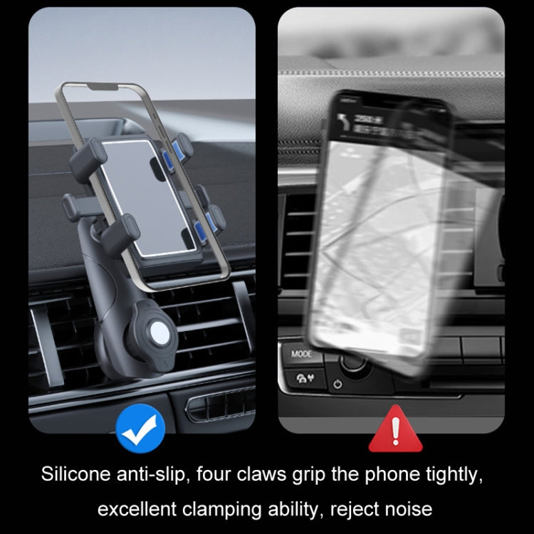 Car phone holder with anti-slip silicone pads and four-claw grip, black