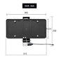 Black license plate holder with size diagram showing 305 x 250 mm