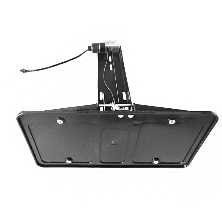 Black license plate holder base with bracket and cable connector