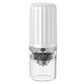 Automatic wireless electric portable coffee grinder, white body with clear grinding chamber