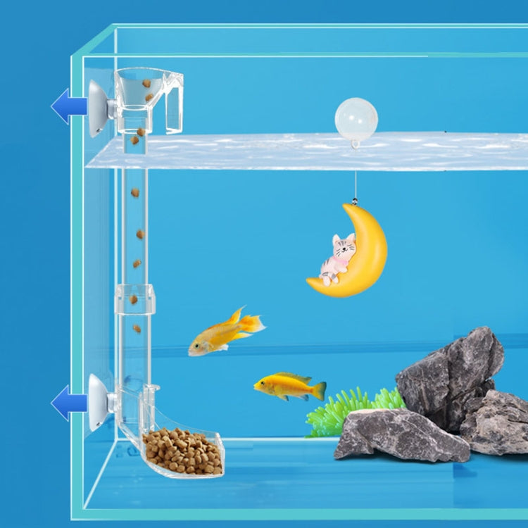Transparent acrylic aquarium feeding tube with funnel and bottom food tray