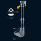 Clear acrylic fish feeding tube with funnel top and base tray with size markers