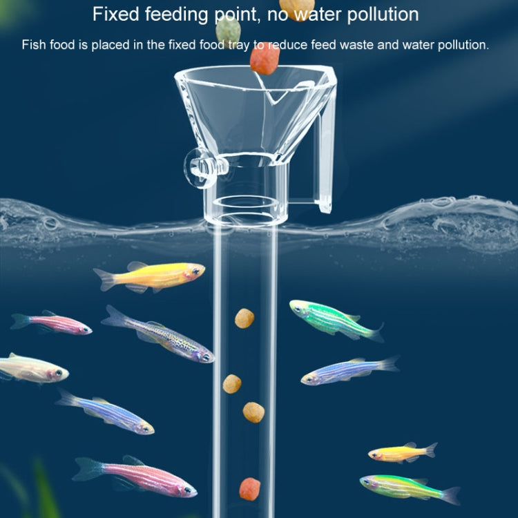 Acrylic fish tank feeding tube with fixed top funnel and lower food tray