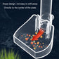 Acrylic fish feeding tube with sloped clear base tray for food delivery