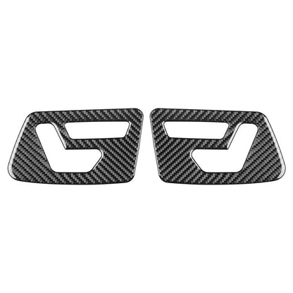 Set of 2 carbon-fiber style seat adjustment stickers, black with white icons