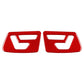 Set of 2 carbon-fiber style seat adjustment stickers, red with white icons