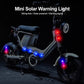 Motorcycle mini solar warning lights glowing on rear and side