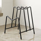 Black multi-layer countertop pot lid storage rack with curved rails and stable legs