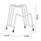 White pot lid storage rack with protective leg tips and layered arch design