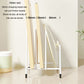 White multi-slot countertop rack for chopping boards and pot lids with wide openings