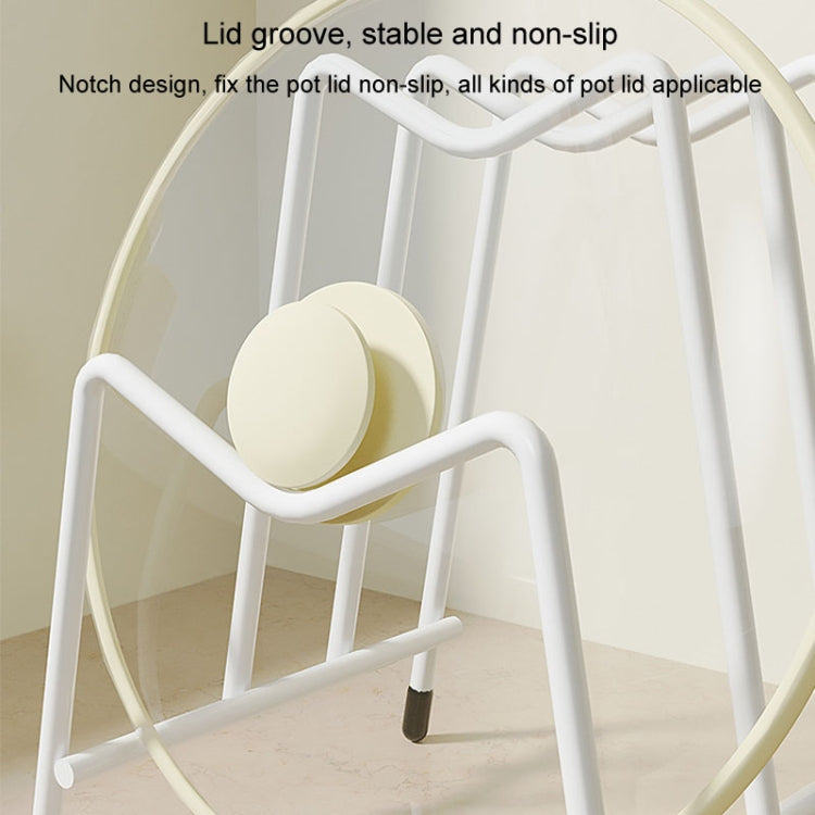 White rack with lid groove and non-slip support for holding pot lids securely