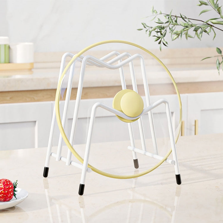 White rack with circular pot lid storage area and additional arch supports
