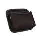 Dark brown adhesive storage bag with front flap and metal grommet hole