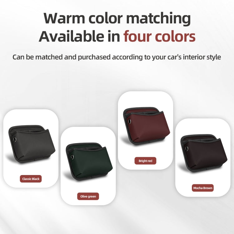 Adhesive storage bag in four colors: black, brown, red, and green