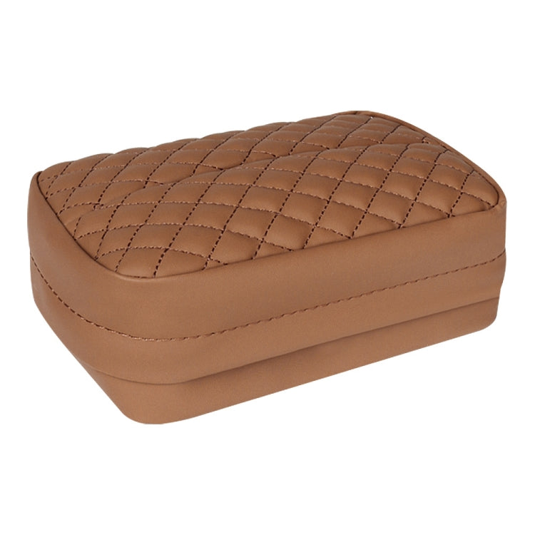 Brown quilted car tissue holder armrest box