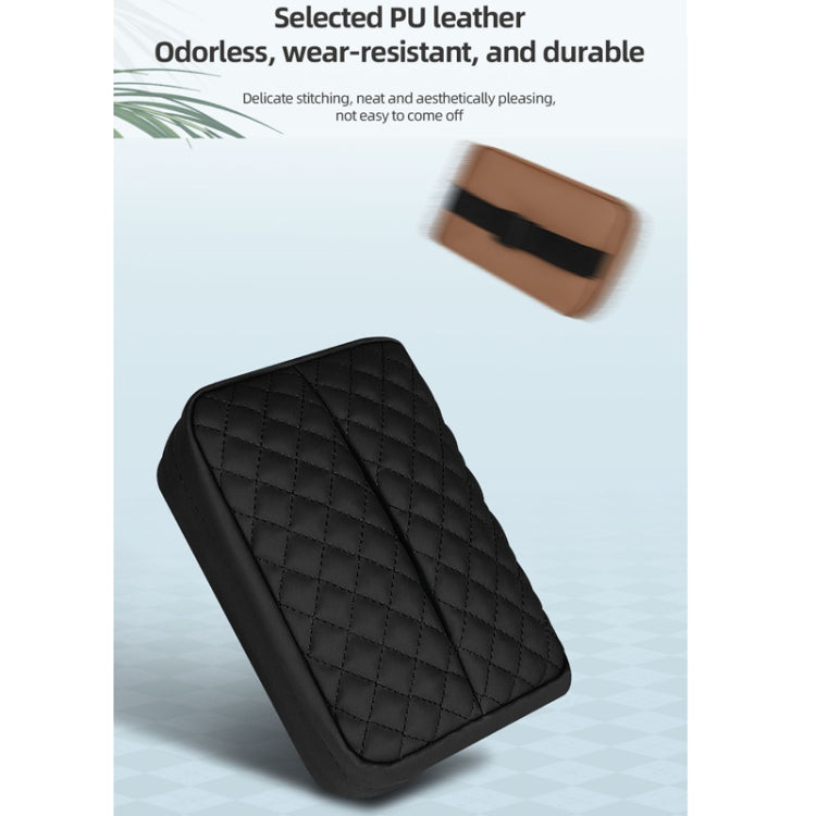 Black quilted car tissue holder with smooth side panels