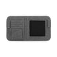 Car visor bill holder storage bag in dark gray with mesh pocket and card slots.
