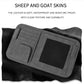 Car visor storage bag close-up in gray leather-look with mesh pocket and card slots.