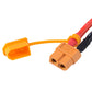 XT60 plug protective cover with red wire leads and yellow dust cap
